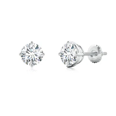 Angara Lab-grown Basket-set Solitaire Diamond Stud Earrings In Metallic