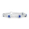 Angara Lab-grown Bezel-set Blue Sapphire Curb Chain Link Bracelet In White Gold/deep Rich Blue