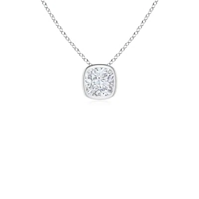 Angara Lab-grown Bezel-set Cushion Diamond Solitaire Pendant In Metallic