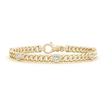 Angara Lab-grown Bezel-set Diamond Curb Chain Link Bracelet In Gold