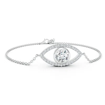 Angara Lab-grown Bezel-set Diamond Evil Eye Bracelet With Accents In Metallic
