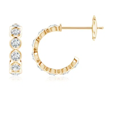 Angara Lab-grown Bezel-set Diamond Huggie Hoop Earrings In Gold