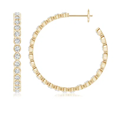 Angara Lab-grown Bezel-set Diamond Inside-out Large Hoop Earrings In Gold