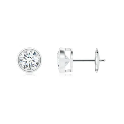 Angara Lab-grown Bezel-set Diamond Solitaire Stud Earrings In Metallic