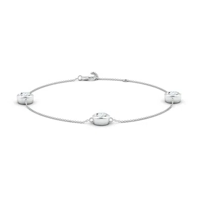 Angara Lab-grown Bezel-set Diamond Station Adjustable Ankle Bracelet In Metallic