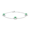 Angara Lab-grown Bezel-set Emerald Station Adjustable Ankle Bracelet In White Gold/rich Green