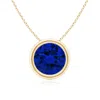 Angara Lab-grown Bezel-set Round Blue Sapphire Solitaire Pendant In Yellow Gold/deep Rich Blue