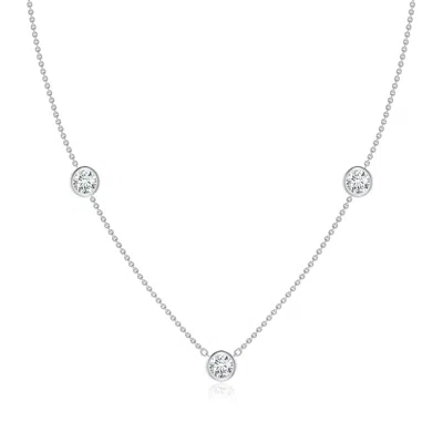 Angara Lab-grown Bezel-set Round Diamond Chain Necklace In Metallic