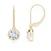 Angara Lab-grown Bezel-set Round Diamond Leverback Drop Earrings In Yellow Gold/f-g