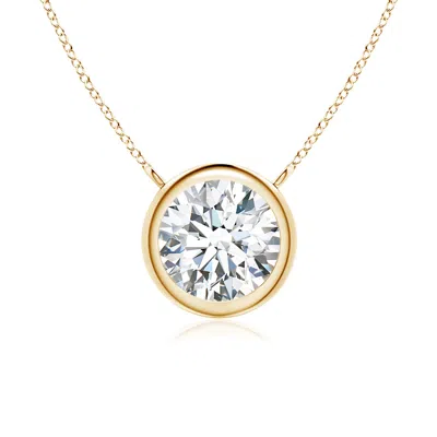 Angara Lab-grown Bezel-set Round Diamond Solitaire Necklace In Gold