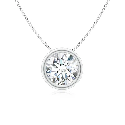 Angara Lab-grown Bezel-set Round Diamond Solitaire Pendant In Metallic