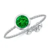 Angara Lab-grown Bezel-set Round Emerald Solitaire Bolo Ring In White Gold/rich Green