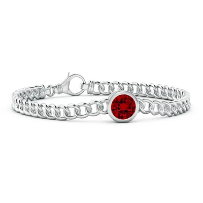 Angara Lab-grown Bezel-set Round Ruby Chain Bracelet In Red