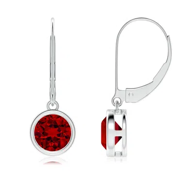 Angara Lab-grown Bezel-set Round Ruby Leverback Drop Earrings In Red