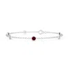 Angara Lab-grown Bezel-set Ruby And Diamond Station Bracelet With Chain In White Gold/deep Rich Red