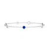 Angara Lab-grown Bezel-set Sapphire And Diamond Station Bracelet With Chain In White Gold/deep Rich Blue