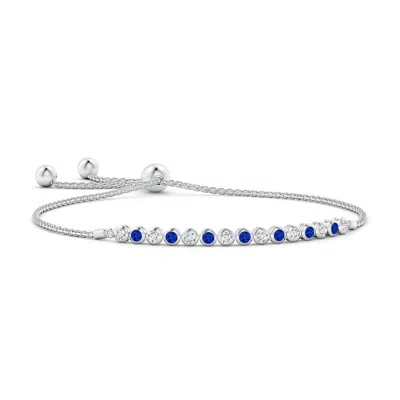 Angara Lab-grown Bezel-set Sapphire And Diamond Tennis Bolo Bracelet In Blue
