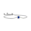 Angara Lab-grown Bezel-set Sapphire Bolo Bracelet With Diamond Halo In White Gold/deep Rich Blue