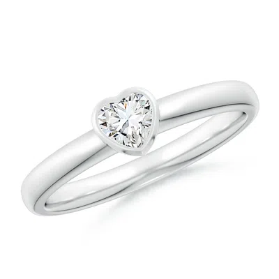 Angara Lab-grown Bezel-set Solitaire Heart Diamond Promise Ring In Metallic