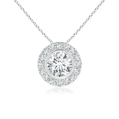 Angara Lab-grown Bezel-set Solitaire Round Diamond Halo Pendant In Metallic