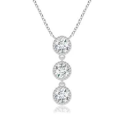 Angara Lab-grown Bezel-set Three Stone Diamond Necklace In Metallic
