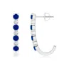 Angara Lab-grown Blue Sapphire And Diamond J-hoop Earrings In White Gold/deep Rich Blue