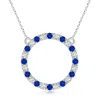 Angara Lab-grown Blue Sapphire And Diamond Open Circle Eternity Pendant In Platinum/deep Rich Blue