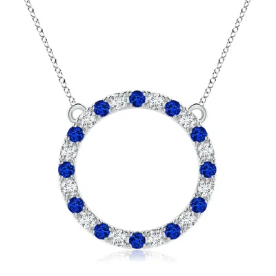 Angara Lab-grown Blue Sapphire And Diamond Open Circle Eternity Pendant