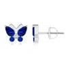 Angara Lab-grown Blue Sapphire Butterfly Stud Earrings With Lab Diamond In White Gold/deep Rich Blue