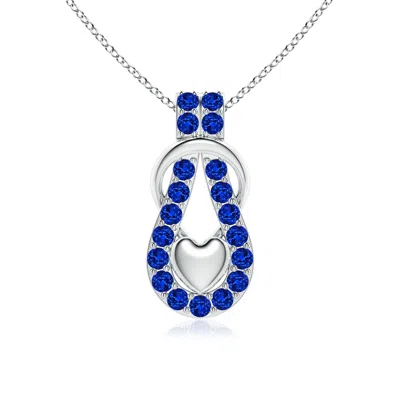 Angara Lab-grown Blue Sapphire Infinity Knot Pendant With Puffed Heart