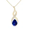 Angara Lab-grown Blue Sapphire Infinity Swirl Pendant With Lab Diamonds In Yellow Gold/deep Rich Blue
