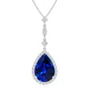 Angara Lab-grown Blue Sapphire Teardrop Pendant With Diamond Accents In White Gold/deep Rich Blue