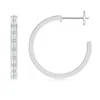 Angara Lab-grown Channel-set Baguette Diamond Inside-out Medium Hoop Earrings In White Gold/f-g