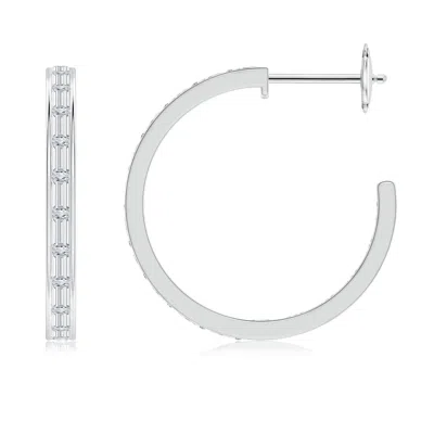 Angara Lab-grown Channel-set Baguette Diamond Inside-out Medium Hoop Earrings In Metallic