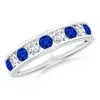Angara Lab-grown Channel Set Blue Sapphire And Diamond Semi Eternity Ring In White Gold/deep Rich Blue