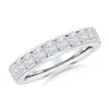 Angara Lab-grown Channel-set Cushion Diamond Half Eternity Wedding Ring In White Gold/f-g
