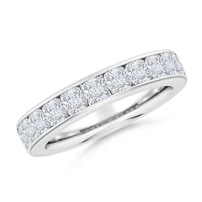 Angara Lab-grown Channel-set Cushion Diamond Half Eternity Wedding Ring In Metallic