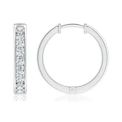 Angara Lab-grown Channel-set Diamond Hinged Hoop Earrings In Metallic