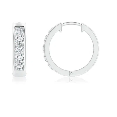 Angara Lab-grown Channel-set Diamond Hoop Earrings In Metallic