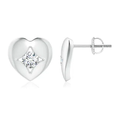 Angara Lab-grown Channel-set Diamond Solitaire Heart-shaped Stud Earrings In Metallic