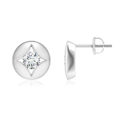 Angara Lab-grown Channel-set Diamond Solitaire Round Stud Earrings In Metallic