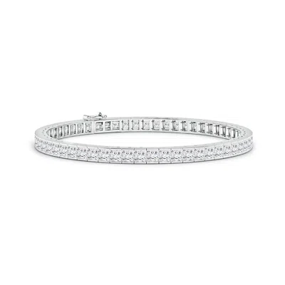 Angara Lab-grown Channel-set Princess-cut Diamond Tennis Bracelet In Metallic