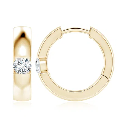 Angara Lab-grown Channel-set Round Diamond Hinged Hoop Earrings In Gold