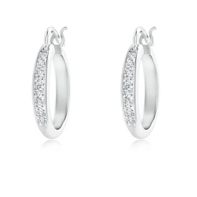 Angara Lab-grown Channel-set Round Diamond Tapered Hoop Earrings In Metallic