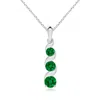 Angara Lab-grown Channel-set Round Emerald Three Stone Journey Pendant In White Gold/rich Green