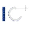 Angara Lab-grown Channel-set Square Blue Sapphire Huggie Hoop Earrings In White Gold/deep Rich Blue