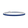 Angara Lab-grown Channel-set Square Sapphire Tennis Bracelet In White Gold/deep Rich Blue