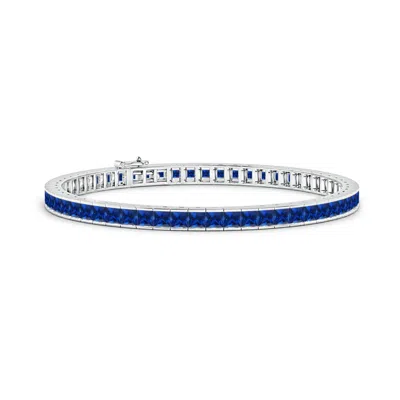 Angara Lab-grown Channel-set Square Sapphire Tennis Bracelet In Blue
