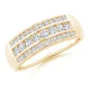 Angara Lab-grown-channel-set Triple Row Diamond Wedding Band