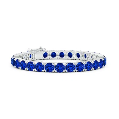 Angara Lab-grown Classic Blue Sapphire Linear Tennis Bracelet